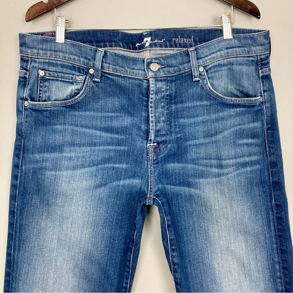 7FAM Relaxed Fit Stretch Jeans Men’s Size 36 Waist Faded Button Fly Designer - Picture 3 of 10